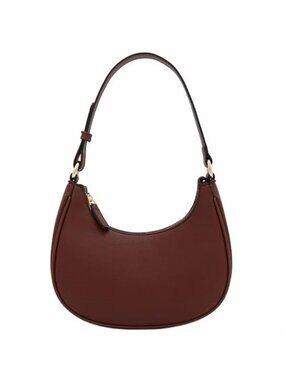 Womens Small Shoulder Bag PU Leather Zipper Purse Gold Hardware Adjustable Strap